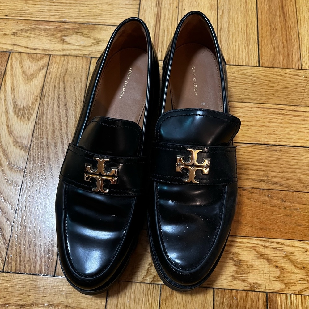 Tory Burch Black Leather Chunky Loafers